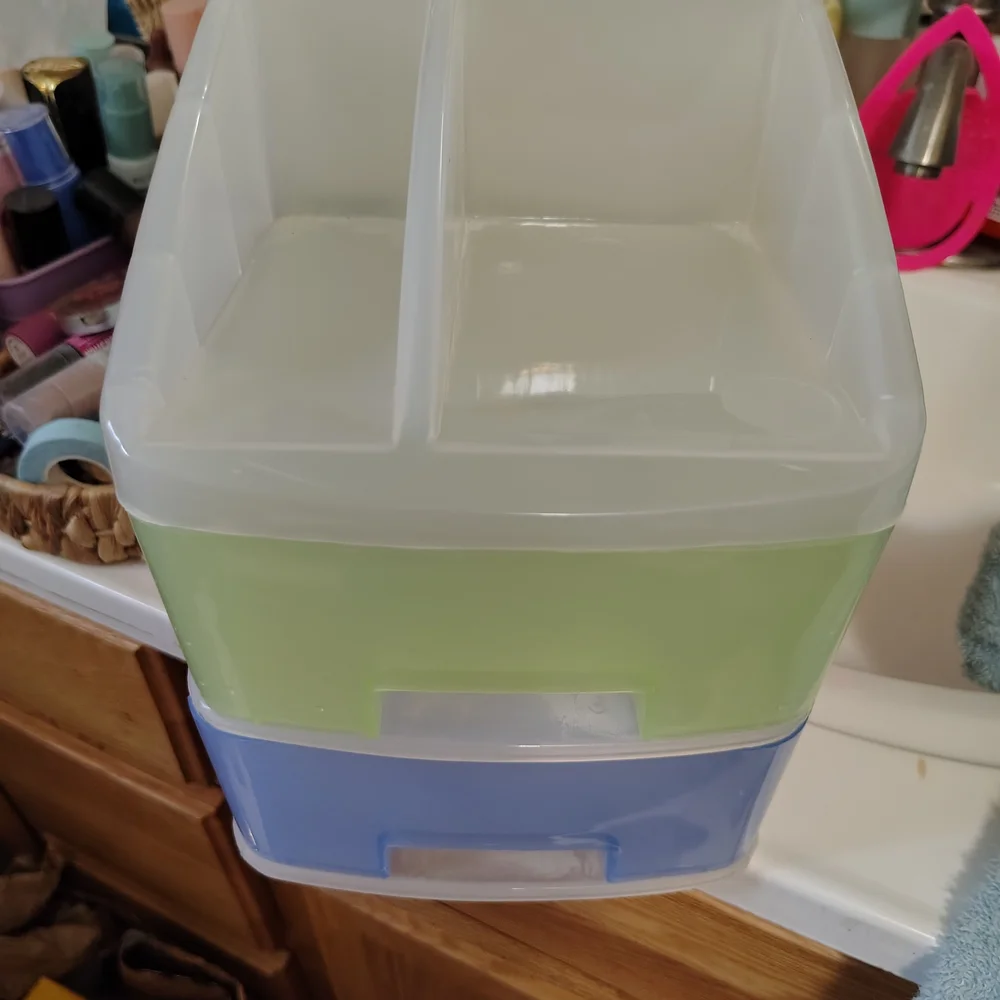 Vintage 90s Two-Tier Green and Blue Storage Organizer/ Beauty/ See Info - Picture 2 of 10